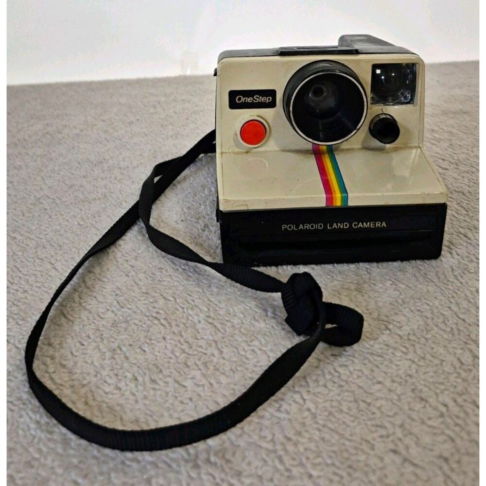 Polaroid OneStep Land Camera Rainbow Stripe Instant Camera Beige/Black